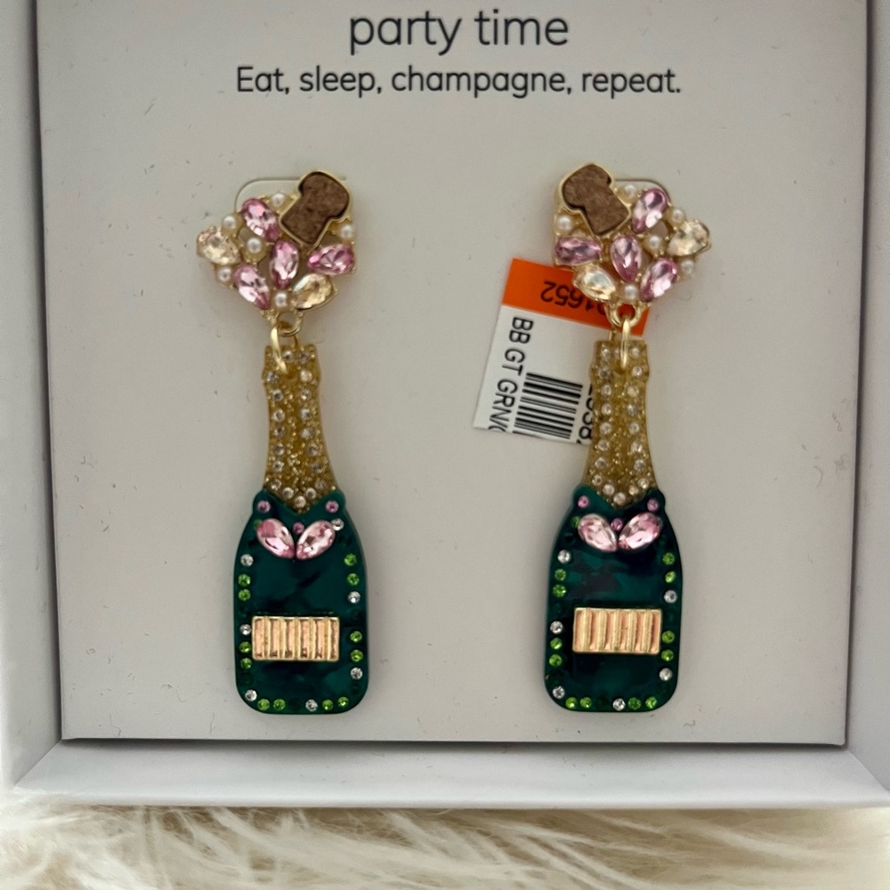 BaubleBar Champagne Celebration Earrings - Green and Pink